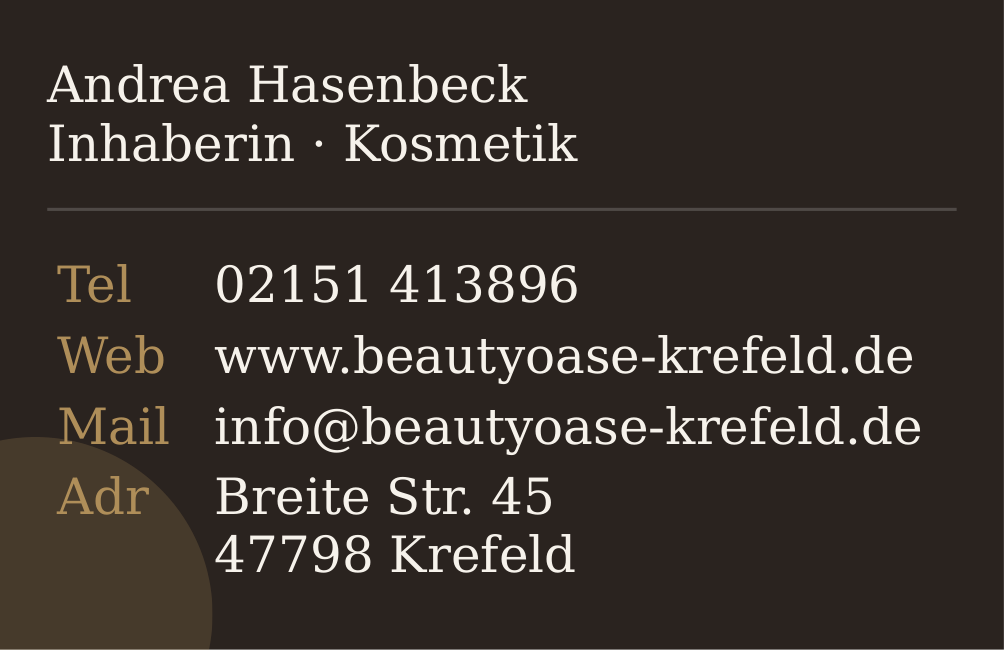 Visitenkarte Rückseite